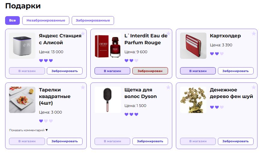 создать вишлист онлайн